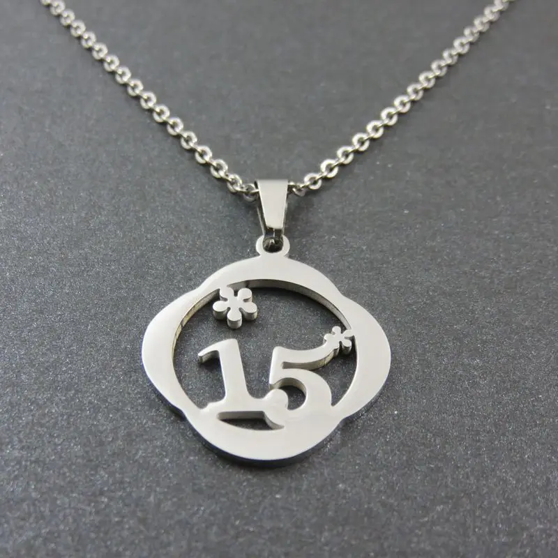 

Luckle Number Pendant Necklace, Figure 15 Pendant For Man & Women, Fashoin Stainless Steel Jewelry Accessories