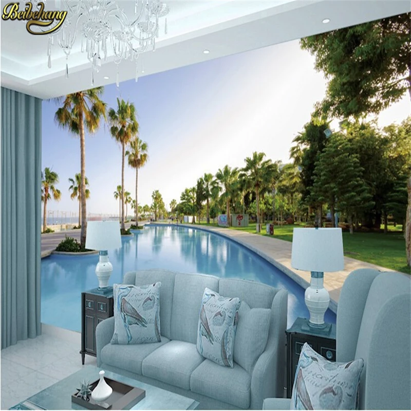 

beibehang Custom 3d photo wallpaper bedroom Mediterranean wallpaper for living room TV palm beach holiday mood mural wall paper