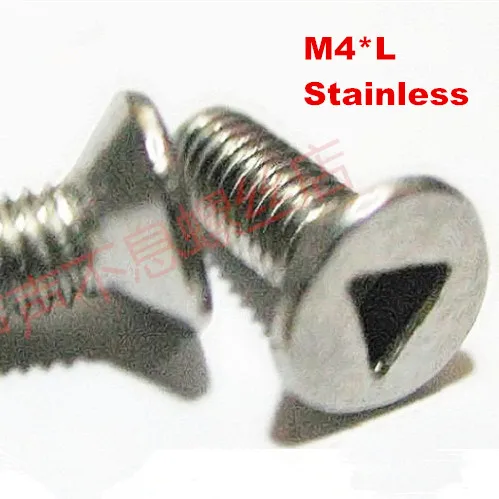 

100pcs/lot Stainless steel flat head triangle slot anti-theft security screw machine screws M4*6/8/10/12/16