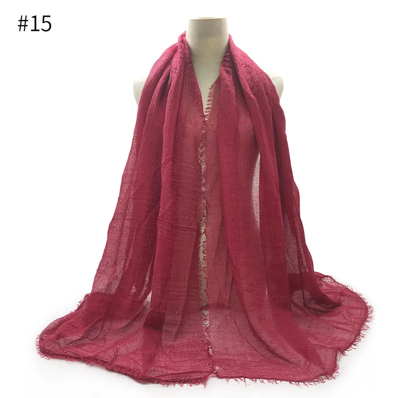 Простой пузырьковый мятой хиджаб конфеты точка хлопок шарф/шарфы шаль женские шали из пашмины бандана мусульманский головной платок - Цвет: 15