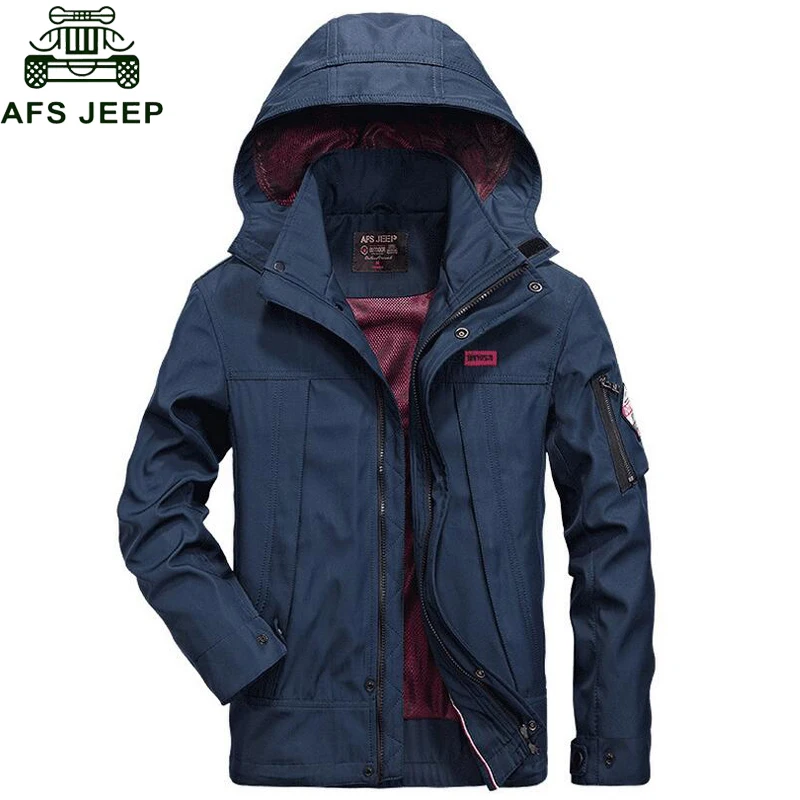

Plus Size M-4XL Mesh Lining Spring Coat Men Afs Jeep 2017 Men Autumn Jacket New Casual Hooded Collar Windbreaker veste homme