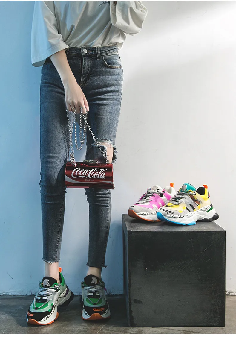 2019 New Sneakers Women 35-42 Platform White Sneakers Horsehair Shoes Casual Flats Breathable Soft Woman Chunky Shoes (6)