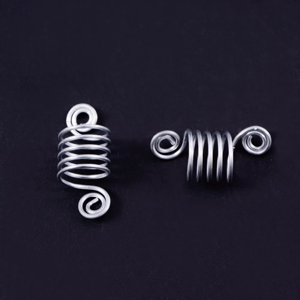 50 sztuk 5 okrążeń Dreadlock koraliki Stretch wielokolorowy kształt spirali spinki do mankietów włosów pierścienie Tube dla warkocz do stylizacji włosów akcesoria