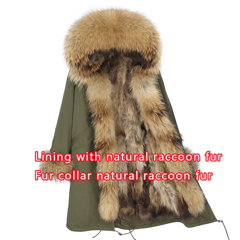 Maomaokong роскошное модное зимнее пальто для девочек с воротником из натурального Лисьего меха, пальто с подкладкой из меха енота, куртка в стиле милитари - Цвет: FC3-12