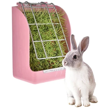 

Rabbit Grass Feeder Fixed Food Container Bowl Spring Straw Frame Grass Basket Pet Guinea Pig Totoro Cage Feeding Accessories