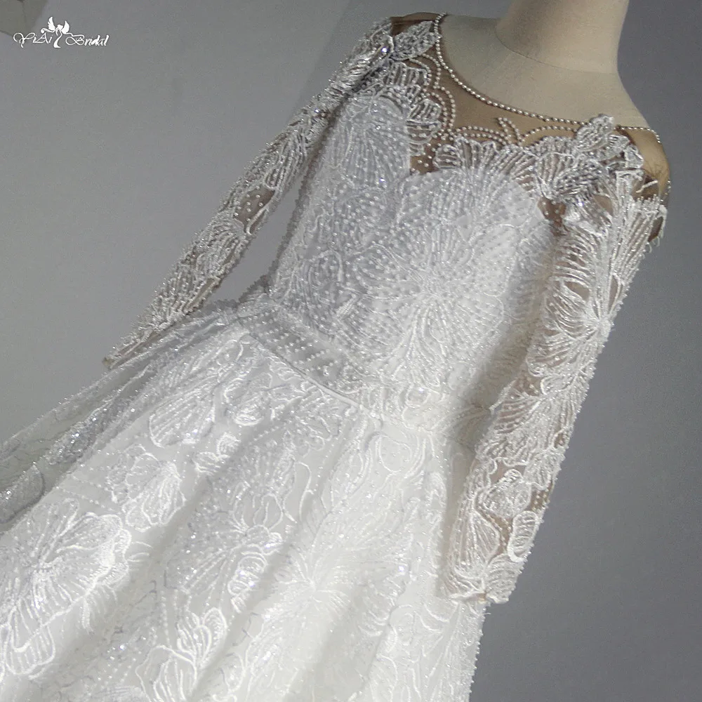 FG11 Lace Flower Girl Dresses Long Sleeve Party Pageant Ball Gown For Kids (6)