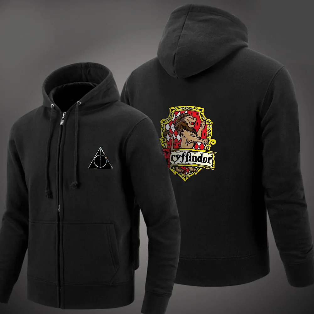 

OHCOMICS Film HP Harry School Badge Hogwarts For Potter the Deathly Hallows Black Cotton Hoodie Jacket Coat Costume Clothes