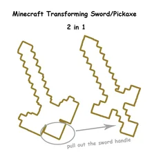 Minecraft Transforming Sword Pickaxe Diamond Weapons Plastic Plus Foam Minecraft 2 in 1 Sword Pickaxe Free