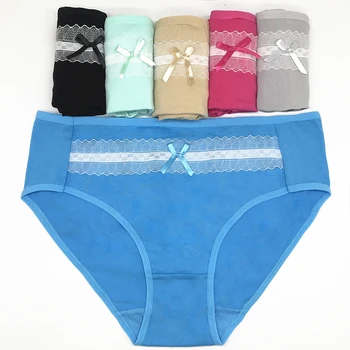 

Lot of 60 2XL 3XL 4XL Lace High Rise Lady Panties Spandex Solid Cotton Mama Size Brief Big Size Women Underwear Wholesale Pants