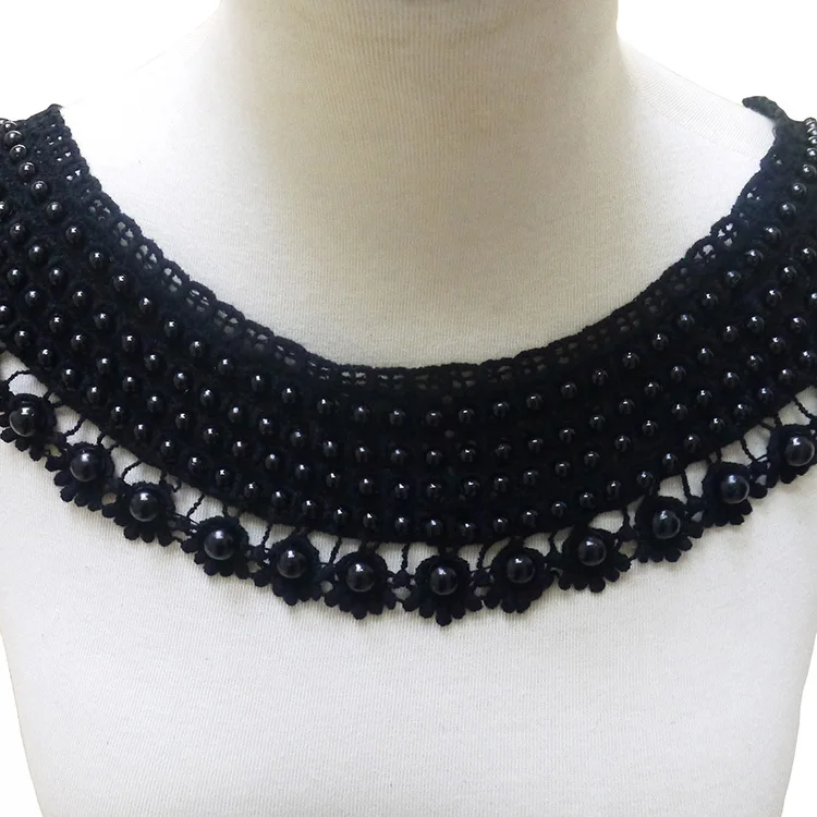 ML017 Nigeria Black Cotton Beads decoration Flower Neckline Sewing