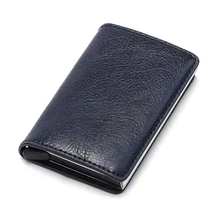

Men Aluminum Card Holder Rfid Automatic Pop-up Leather Wallet Black Slim Metal Wallet High Quality Credit Card Coin Purse Unisex