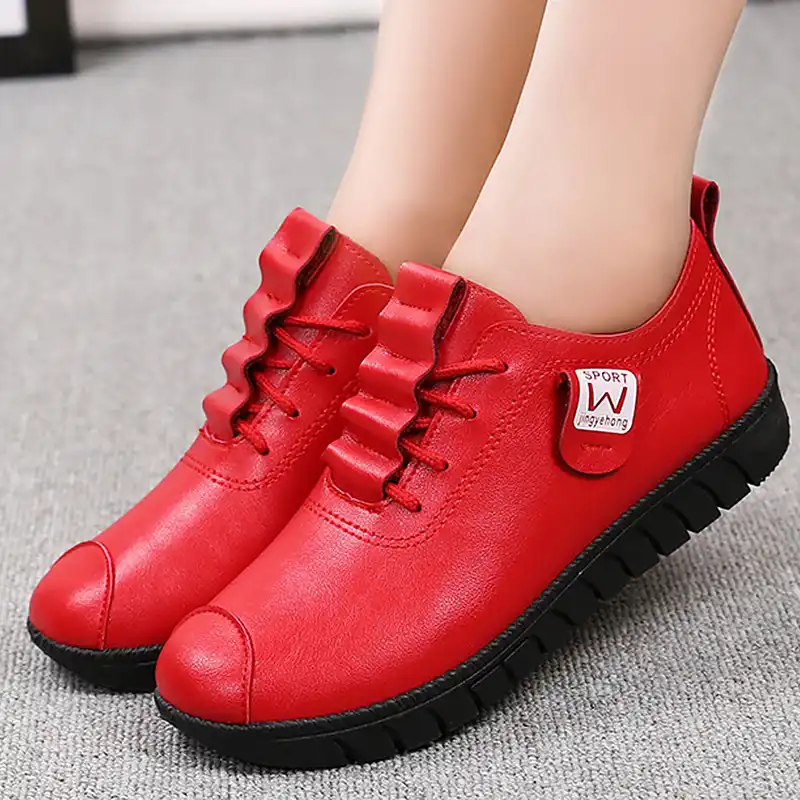 red leather sneakers womens