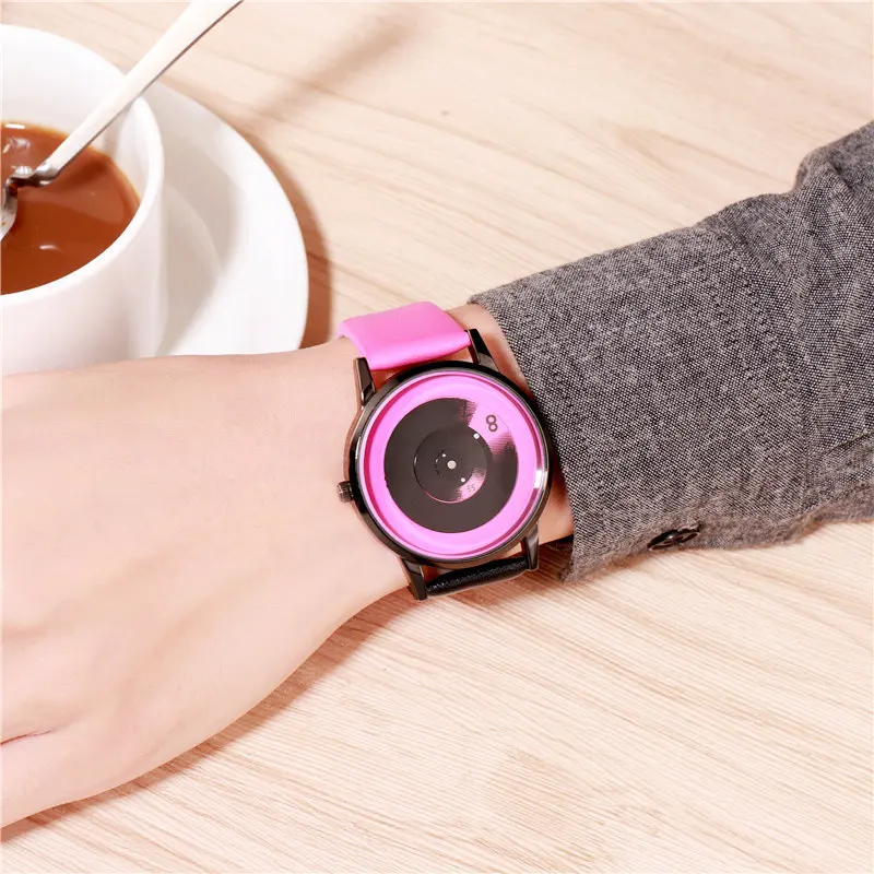 

Simple Circle Wrist Watches ladies PU Quartz WristWatch clock women Gift For Girls Fashion Analog watch women relogio feminino