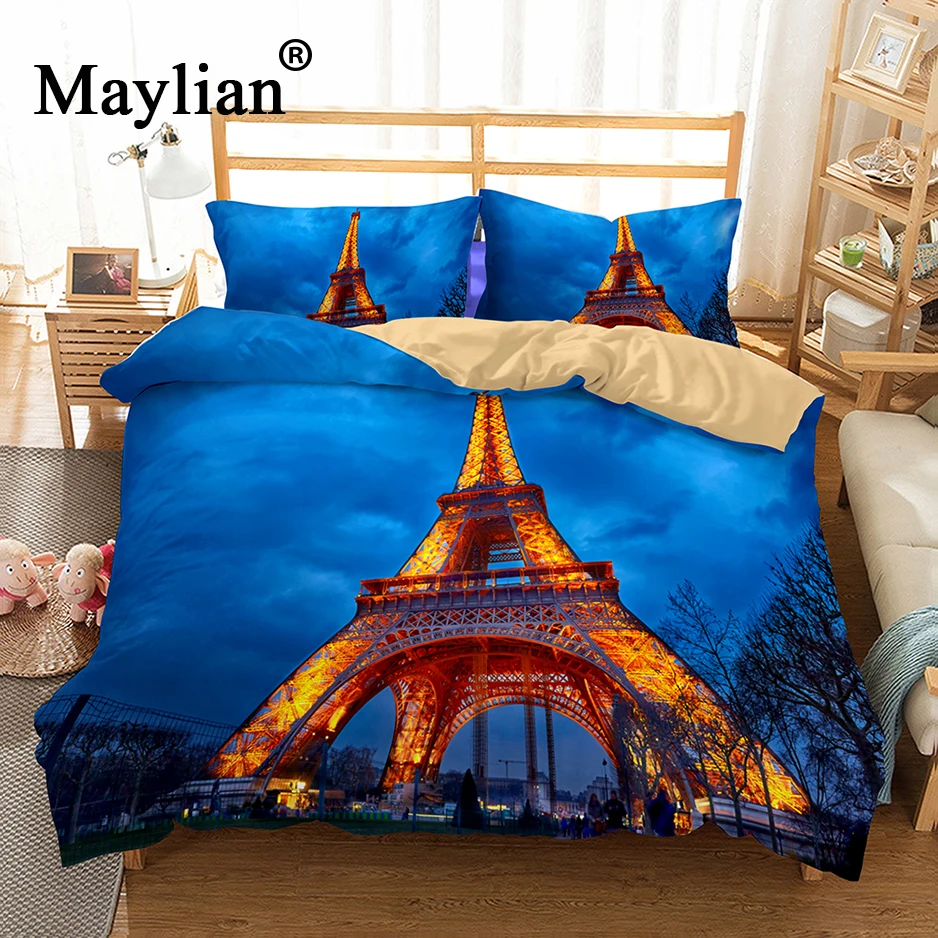 Us 20 49 50 Off Paris Tower City View Bedding Set Mandala Quilt Cover Peace Design Bed Set Bohemian Mini Van Bedclothes 2 3pcs Be1187 In Bedding