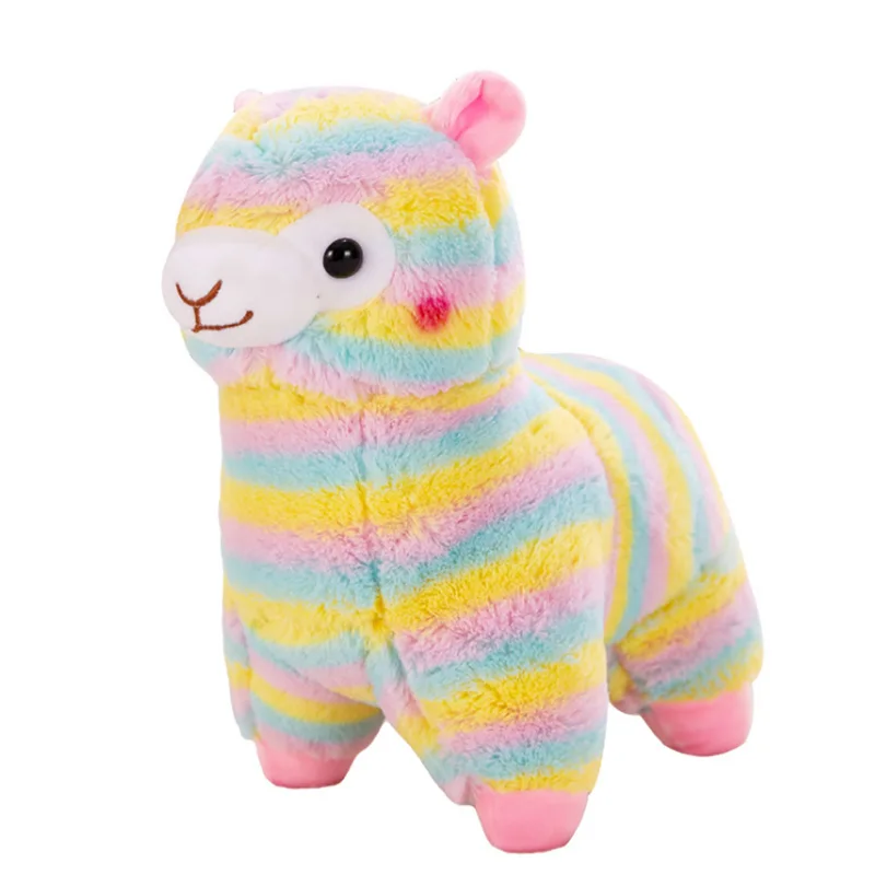 

25cm Soft Cotton Rainbow Alpaca Stuffed Plush Toy Doll Rainbow Horse Lama Animals Toys For Children Birthday Christmas Gifts
