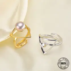 Новые классические регулируемые кольца настройки Для женщин DIY жемчужина кольца ювелирных изделий и Компоненты S925 Серебро Простой Дизайн