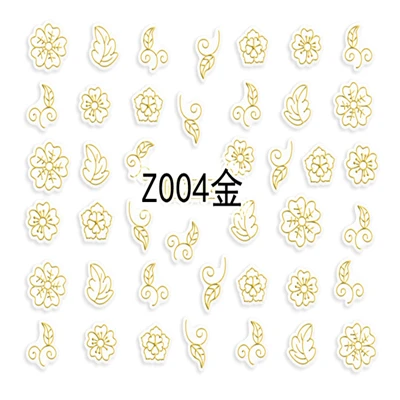 Z004 Gold 2 шт Золото Серебро 3D слайдер для ногтей наклейки для ногтей Наклейка блестящий металл для любви клей для ногтей украшение для маникюра Z001-012 - Цвет: Z004 Gold