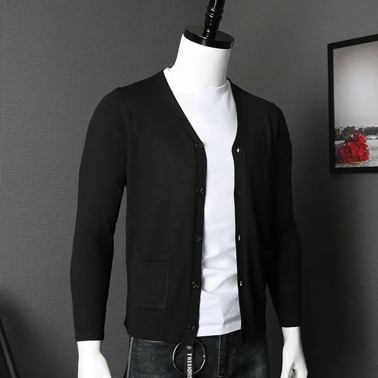 

MRMT 2019 Brand Autumn Men's Wear Sweater Slim Solid Color Casual Jacket V-collared for Man Cardigan Sweater