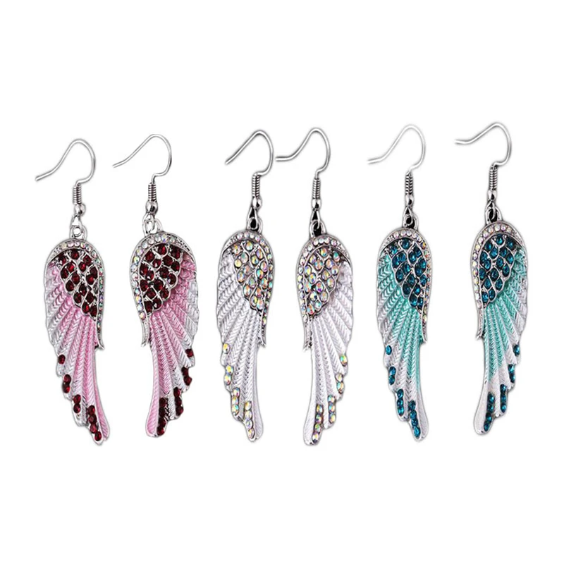Hot Selling Fashion Angel Wings Crystal Drop Earrings