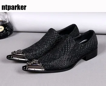 

ntparker Big Size US6-12 High Quality Handmade mens oxfords shoes leather free shipping 2017 luxury men leather shoes Black!