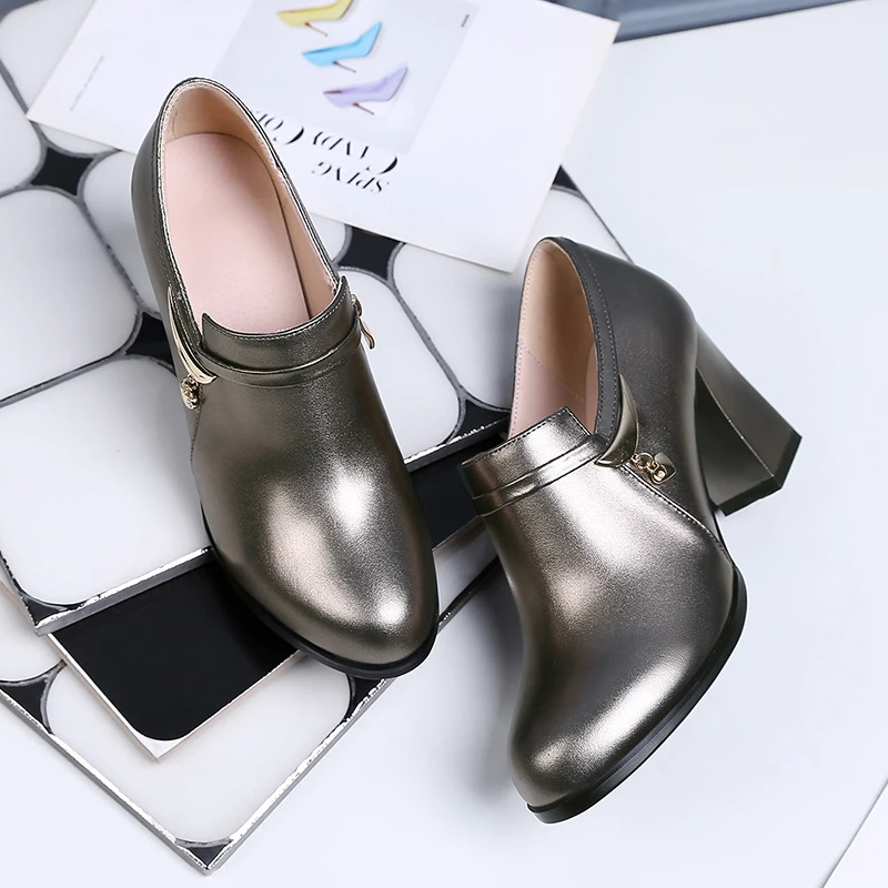 

2019 spring single leather women's shoes