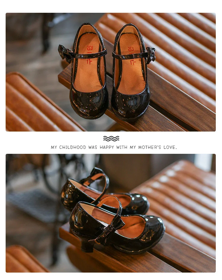 JGVIKOTO Summer Autumn Girls Sandals PU Patent Leather Kids Shoes High Heel Children Shoes For Big Girls Bow-knot Ankle Strap