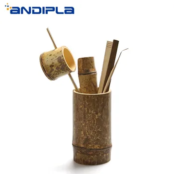 

Natural Bamboo handmade Tea Ceremony 6 Gentlemen Chahe Scoop Shovel Needle Puller Clip Strainers Canister Tea Accessories Set