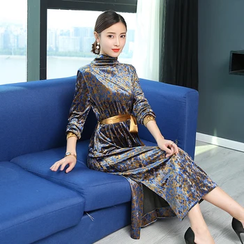 

Autumn Women Dress 2020 New Style Winter Long Sleeve And Xxxl Designs Female Elegant Fashion Temperament Slim Silk Dresses