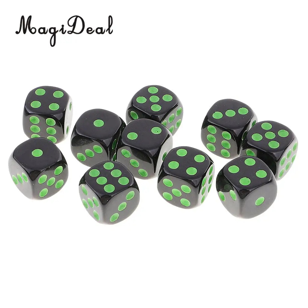 MagiDeal Durable 10Pcs Plastic D6 Dice Set for Dungeons& Dragons RPG Table Board Game Party Club Pub Dice Accessory 3 Colors