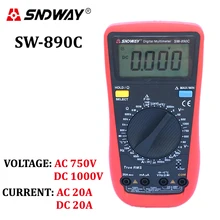 SNDWAY Digital Multimeter TrueRMS ACDC voltage current ammeter voltmeter ohm resistance capacitance frequency temperature tester