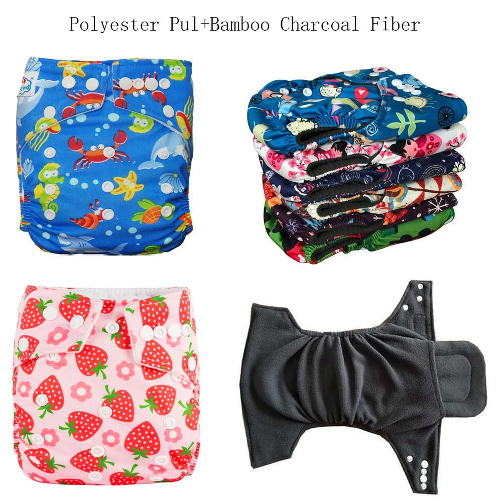 

[ 5pcs /Pack] Save Money Baby Diapers 100% Bamboo Charcoal Cloth Nappy Pocket Diaper Covers 3KG-15KG Babyland Nappy Manufacturer