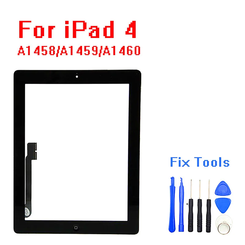 

New For iPad 4 A1458 A1459 A1460 Touch Screen Glass Digitizer with Professional Repair Kit LCD assembly + Home button+Tools