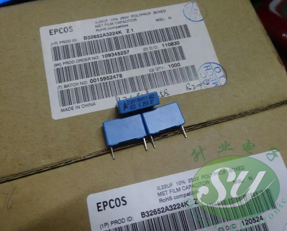 

2019 hot sale 20PCS/50PCS EPCOS 0.22uf/250v 220nf u22 224 New original box film capacitors B32652A3224K free shipping