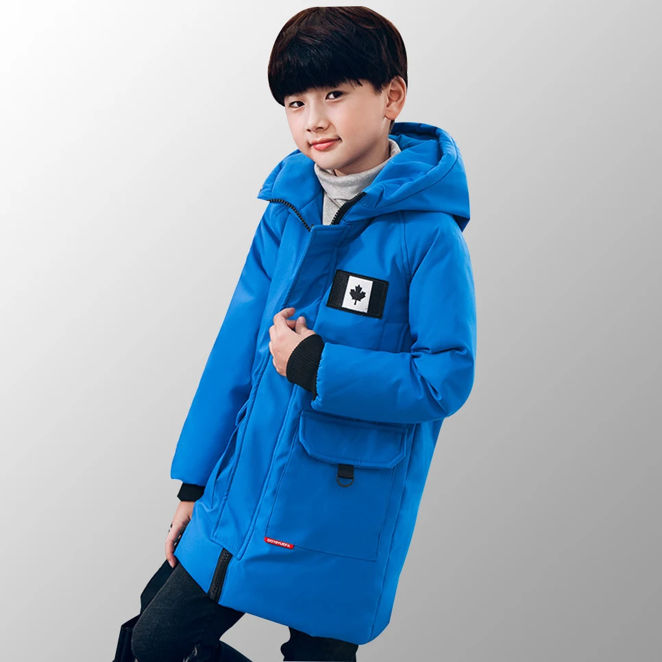 

Teenage Winter Jacket Parkas Children Down Padded Boys Clothing 2018 Warm Long Thickening Outerwear Clothing 8 10 12 14 Year