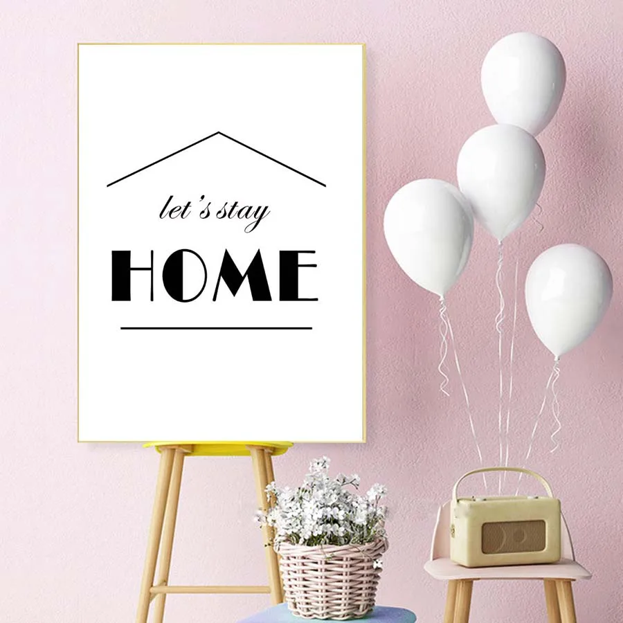 Let's Stay HomeWall Art Print & Poster Modern Canvas Painting Wall Picture For Bedroom Minimalist Wall Picture For Home Decor (1)