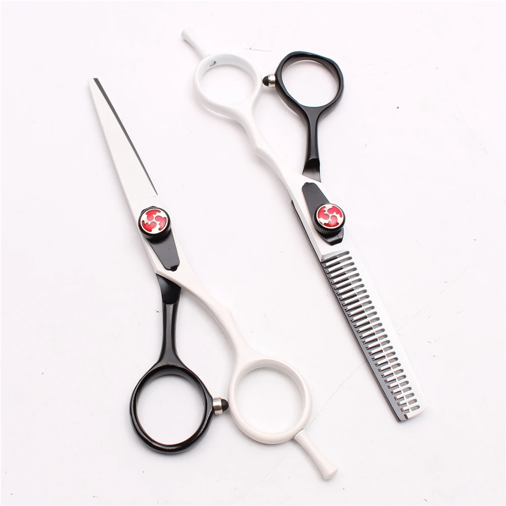 C1018 5,5 "Белые ножницы JP 440C индивидуальный логотип Профессиональная парикмахерская резка + истончение ножницы для салона Инструменты для