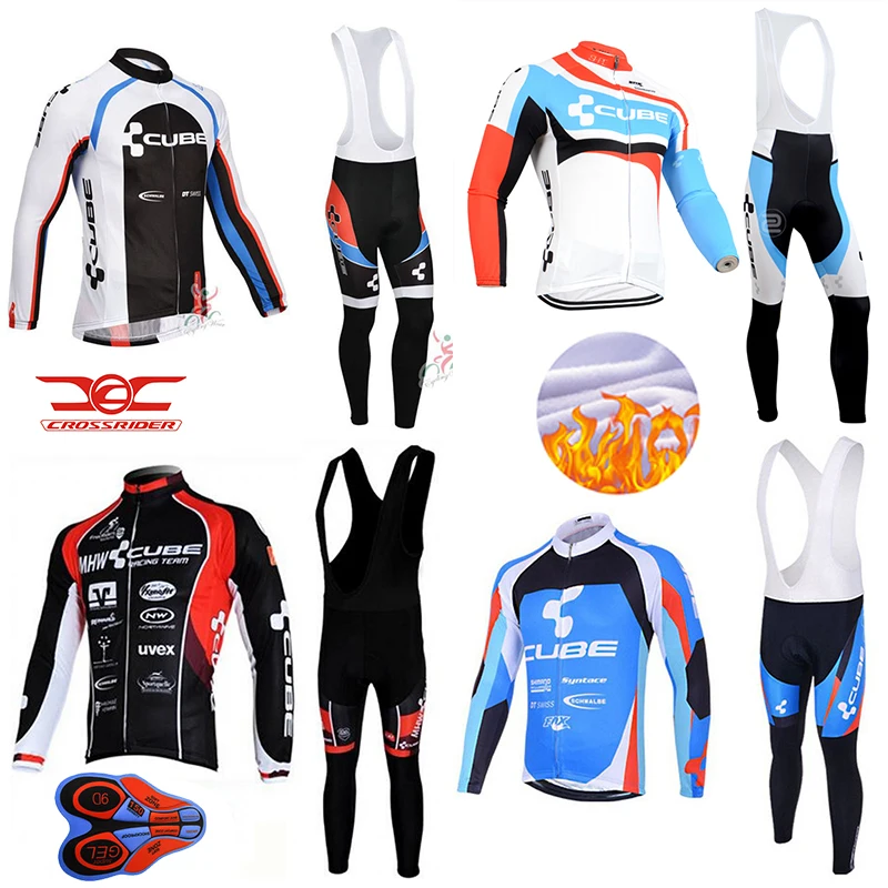 

Crossrider Winter Thermal Fleece team cube Cycling Jerseys Sets 9d gel pro Maillot Ropa Ciclismo Invierno MTB bike wear clothing