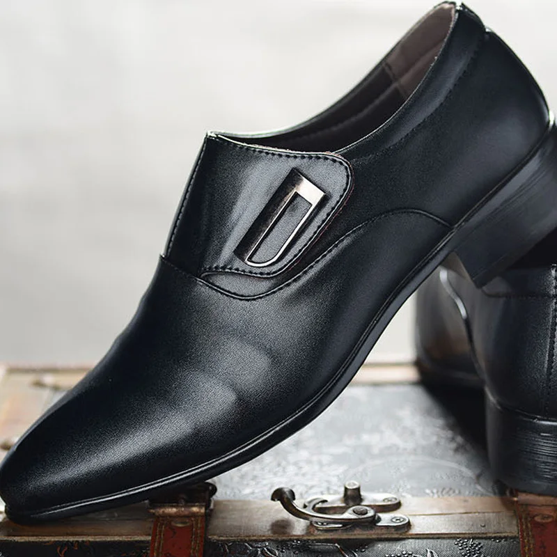 

HENGSONG 2018 New Bussiness Single Buckle Mens Formal Occasion Man Office Party Wedding Slip On Dress Black Brown Shoes RD402096