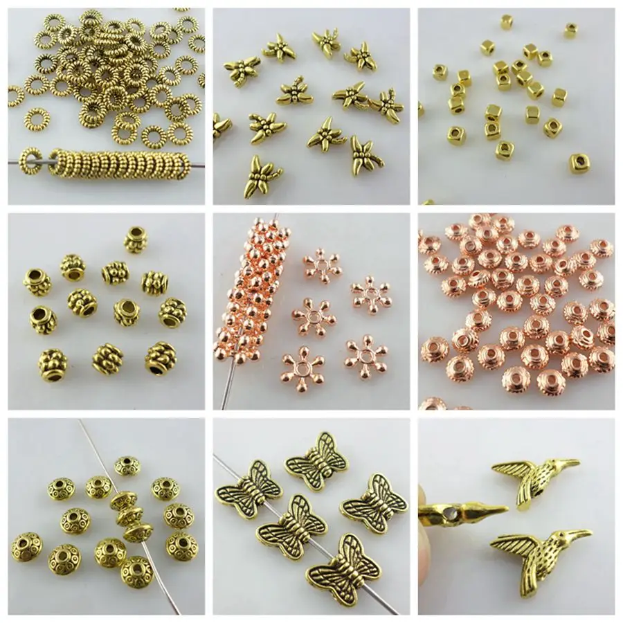 

Mixed Size Multiple Styles Rose Gold/Gold Charm Loose Spacer Beads Jewelry Findings