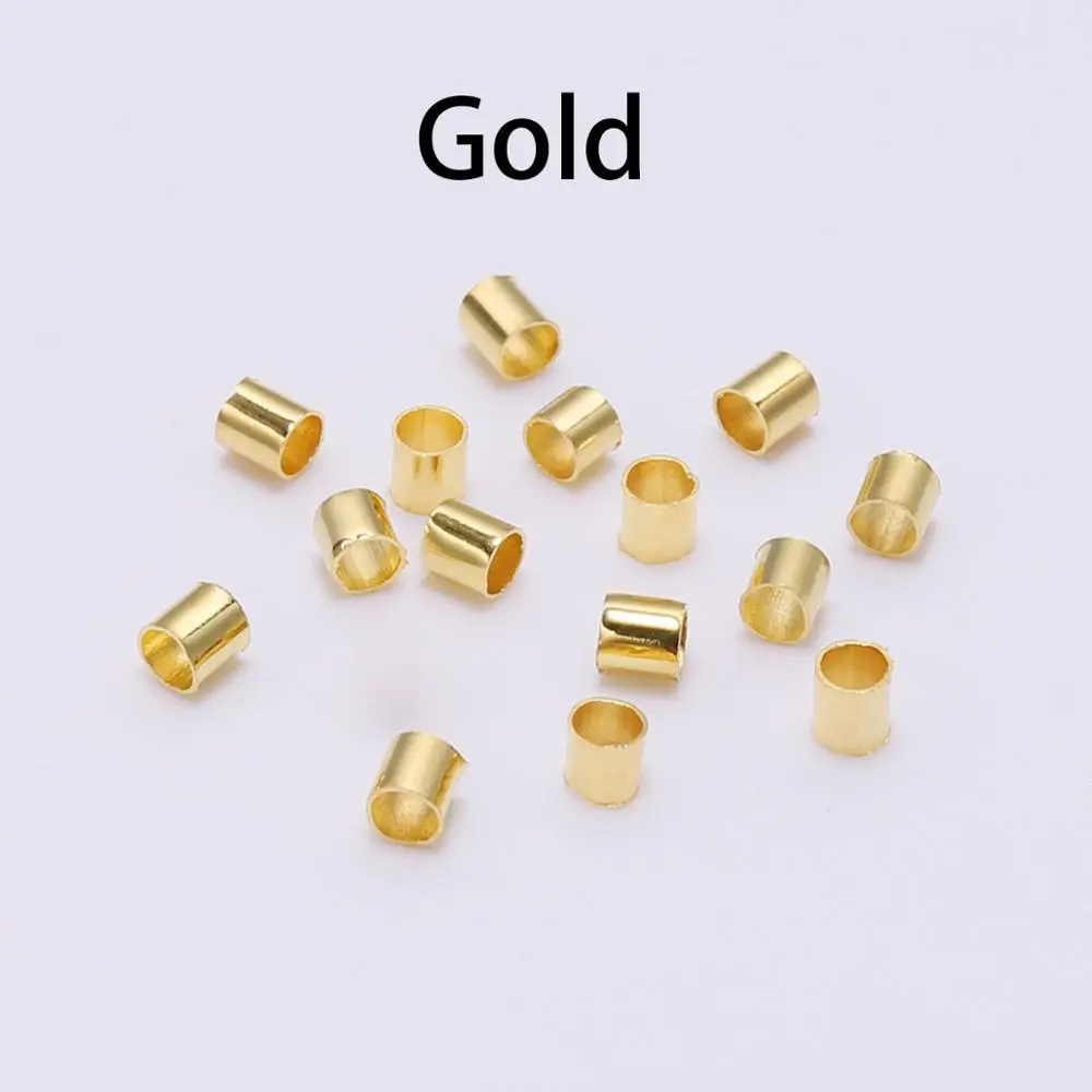 500Pcs 1.5/2mm Precision Copper Positioning Crimp End Spacer Beads DIY  Silver Components For Jewelry Bracelet Necklace Materials