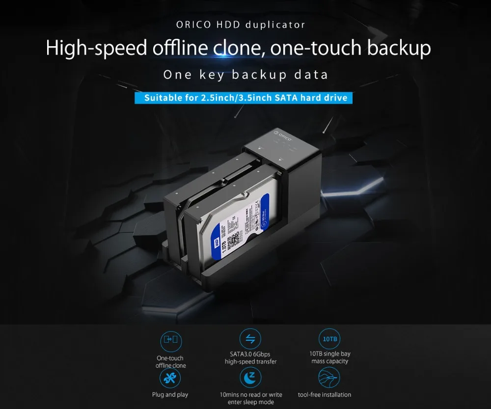 Док-станция ORICO с двумя отсеками для жесткого диска 2,5 3,5 USB 3,0 на Sata чехол для жесткого диска поддержка офлайн клона адаптер для жесткого диска для HDD SSD