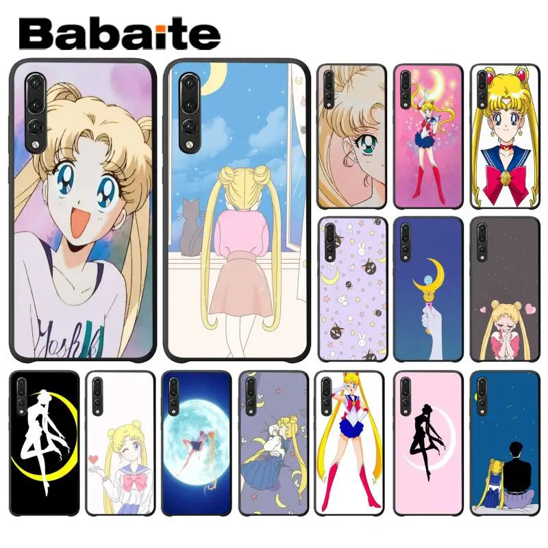 

Babaite Sailor Moon Black Soft Shell Phone Cover for Huawei P9 P10 Plus Mate9 10 Mate10 Lite P20 Pro Honor10 View10