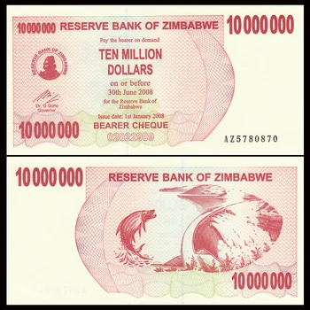 

Zimbabwe 10,000,000 10 million Dollars, 2008, P-55, Gift, Africa, Original