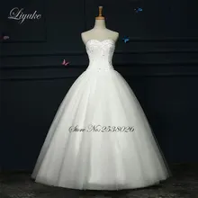 Liyuke Gorgeous Satin Strapless Floor Length Lace Up 2017 Wedding Dress Crystals Sleeveless Ball Gown Bridal Dresses Wedding