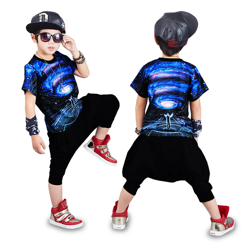 Boy dancing costume children's clothing t shirt and pants casual summer