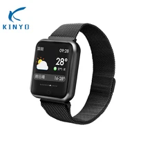 KINYO умный браслет стальной силикационный дополнительный смарт-браслет сердечного ритма Интеллектуальный трекер активности умные часы мужские часы Шагомер