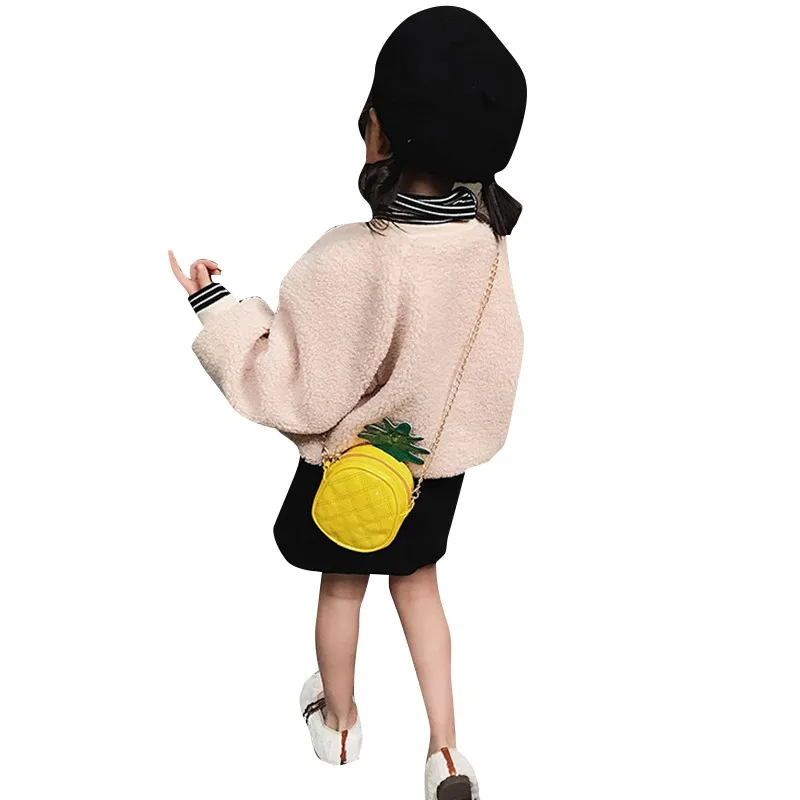 Детская сумка с рисунком ананаса, модная сумка через плечо из искусственной кожи для девочек