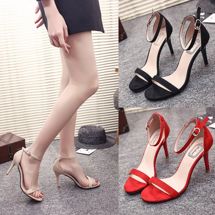 

Fashion Ankle Strap Women Casual Sandals Open Toe Summer High Heel Shoes Buckle Ladies Office Work Sandalias Shoes