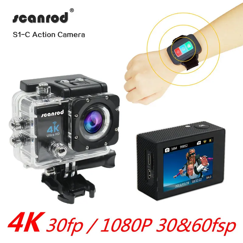 Scanrod s1 ПК Камера Action sports камера камера 4 К 30fps 1080 P 60fps Wifi Водонепроницаемый Пульт Дистанционного управления, свет ночного Вождения запись