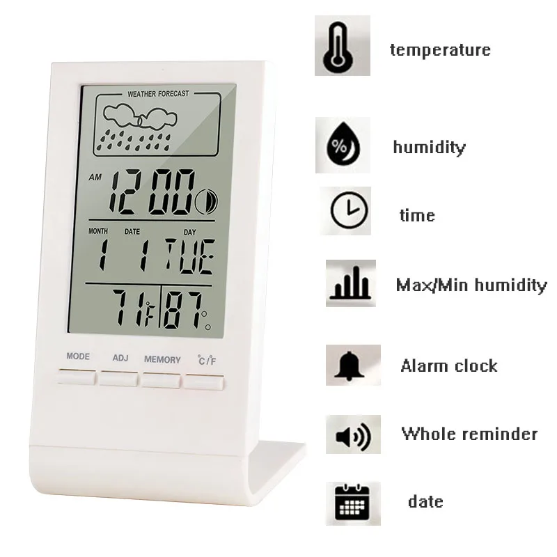 

Multifunctional high precision digital indoor thermometer Hygrometer with alarm clock